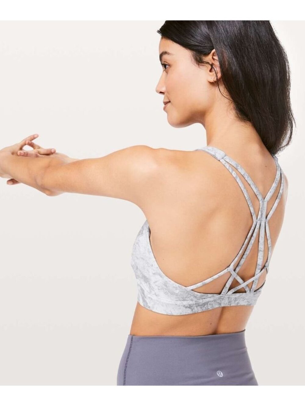 Lululemon Flow Freely Bra Size 10 Washed Marble Alpine White Silverscreen Yoga